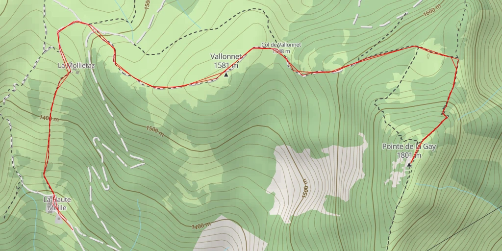 Map of the trail for Pointe de la Gay