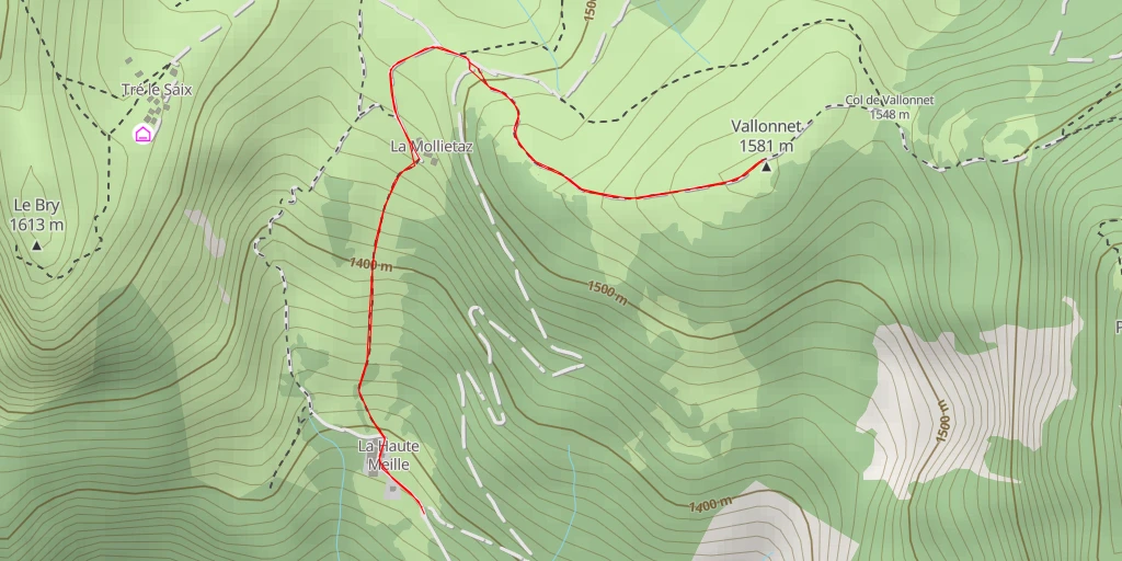 Map of the trail for Col de Vallonnet - Chemin d'exploitation forestière