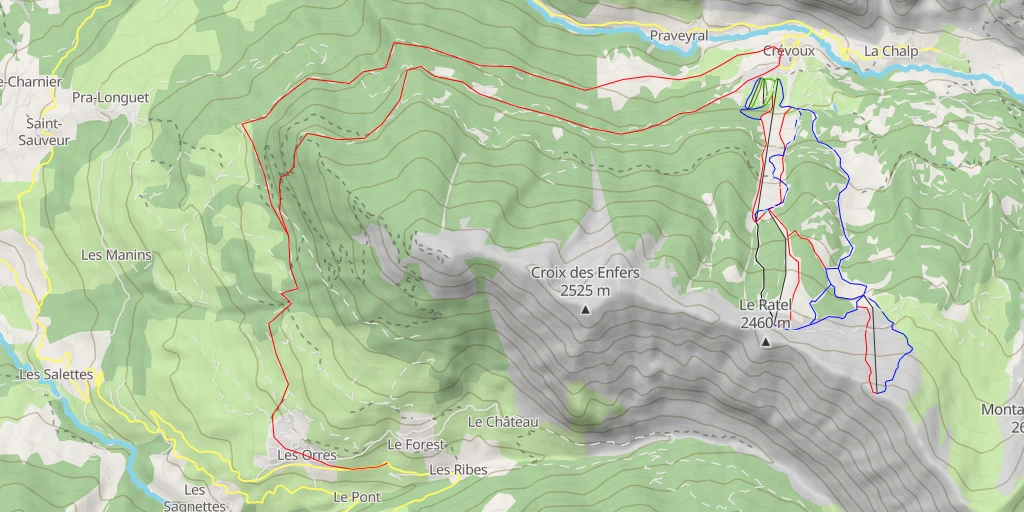 Map of the trail for Crévoux