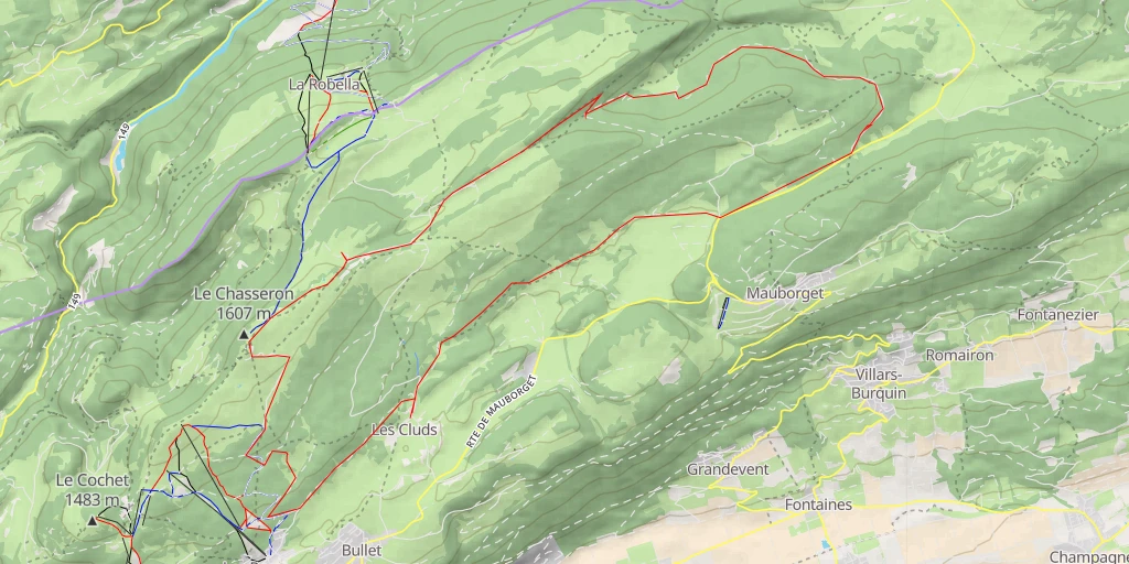 Map of the trail for Chasseron Par le vallon de La Vaux