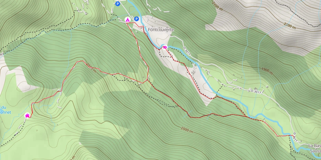 Map of the trail for Refuge du Chardonnet En boucle depuis le Pont de la Souchère et les chalets de Fontcouverte