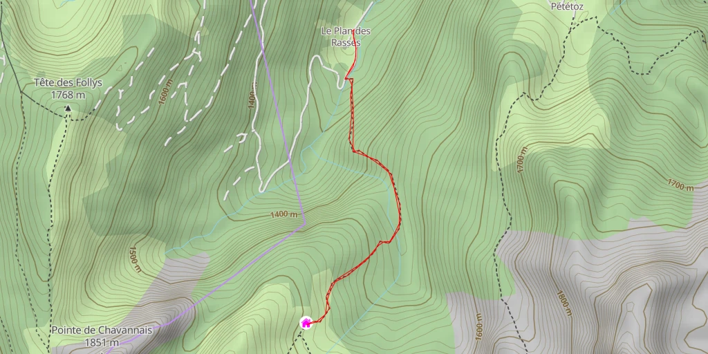 Map of the trail for AI - Refuge de Chavan