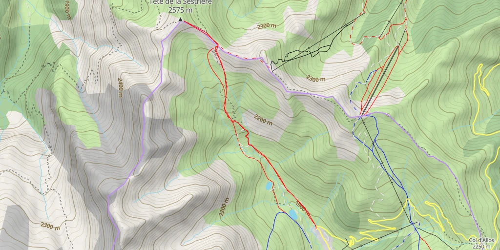 Map of the trail for Tête de la Sestrière