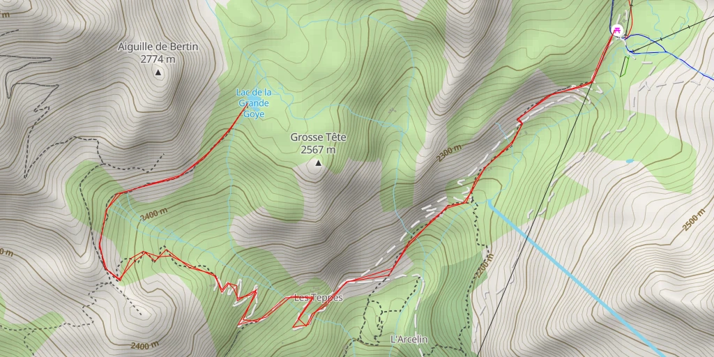 Map of the trail for Lac de la Grande Goye