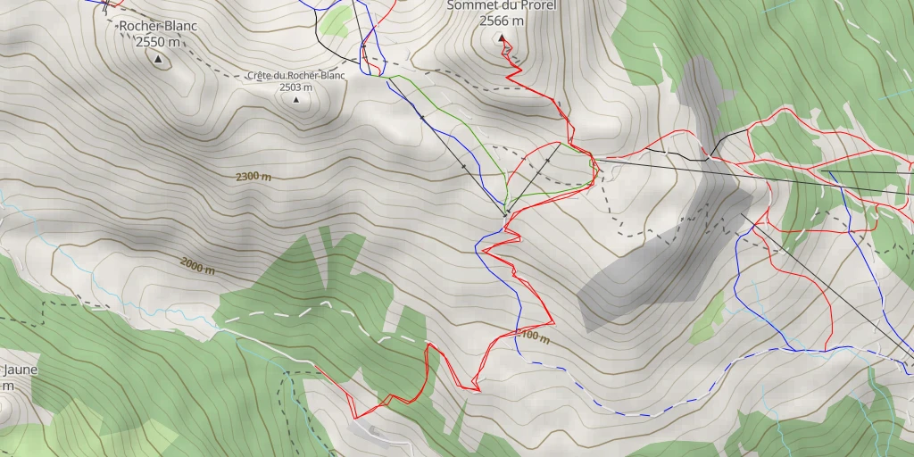 Map of the trail for Sommet du Prorel