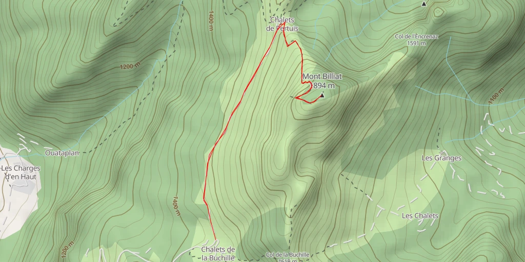 Map of the trail for Mont Billiat