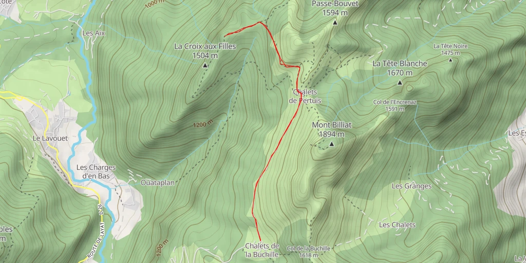 Map of the trail for Sentier d'Outannaz