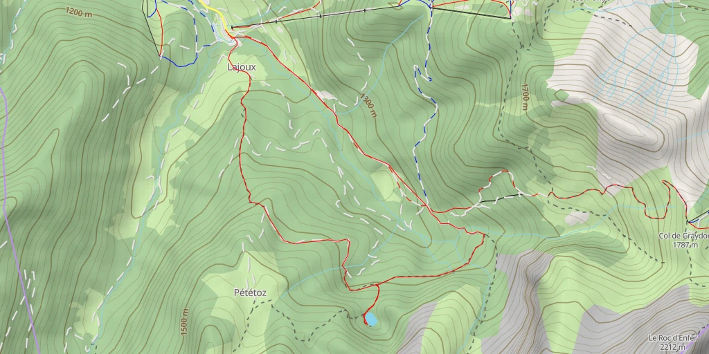 Map of the trail for Lac de Pététoz