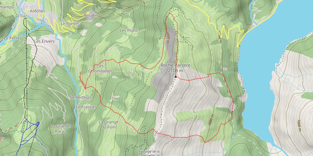 Map of the trail for Roche Parstire Boucle N > S