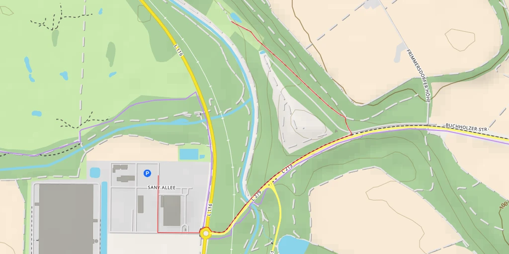 Map of the trail for L 116 - Grevenbroich