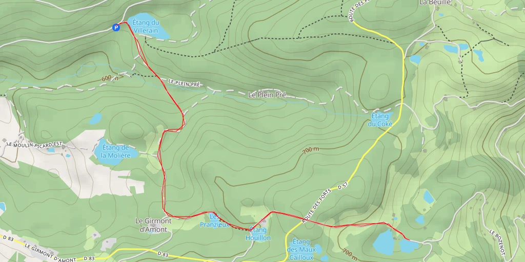 Map of the trail for Dessus de Lepange - Dessus de Lepange