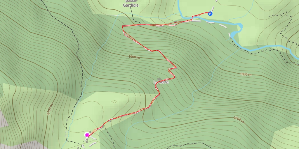 Map of the trail for Refuge de Buffère