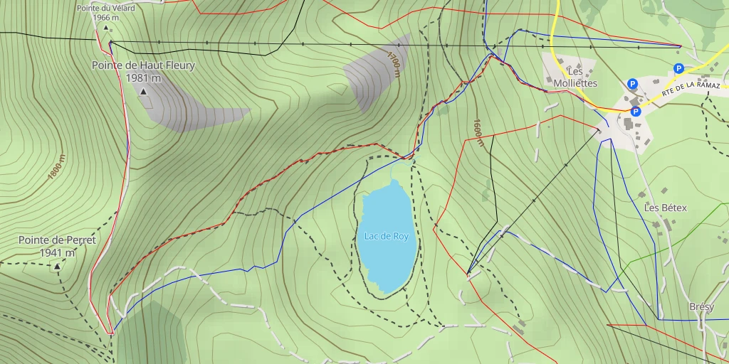 Map of the trail for Pointe du Vélard