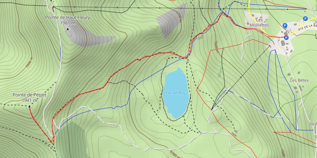 Map of the trail for Pointe de Perret
