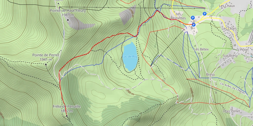 Map of the trail for Frête de Penaille