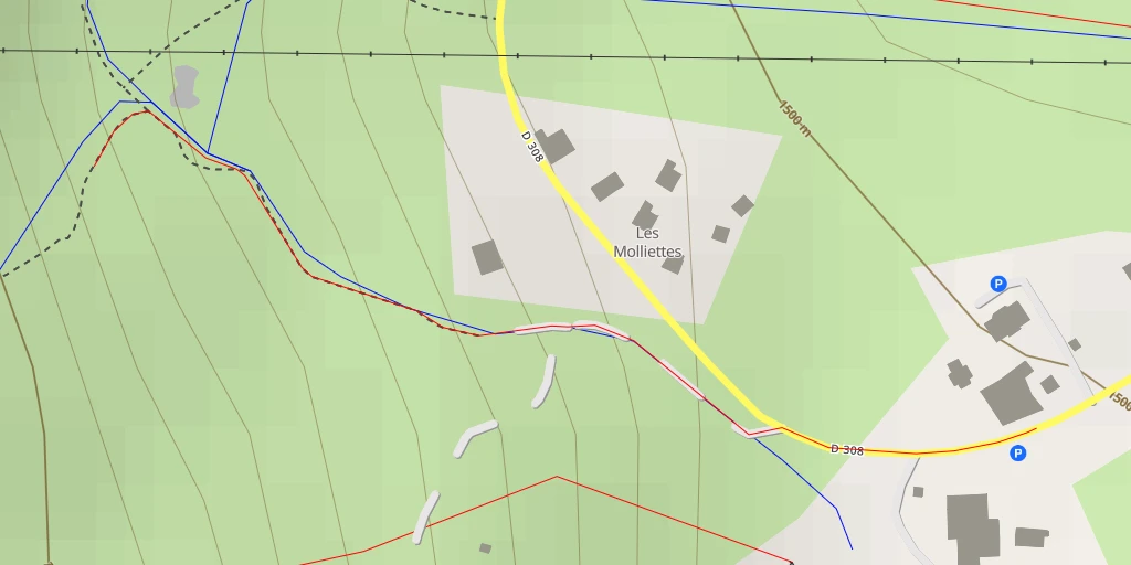 Map of the trail for Réservoir du Haut-Fleury - D 308