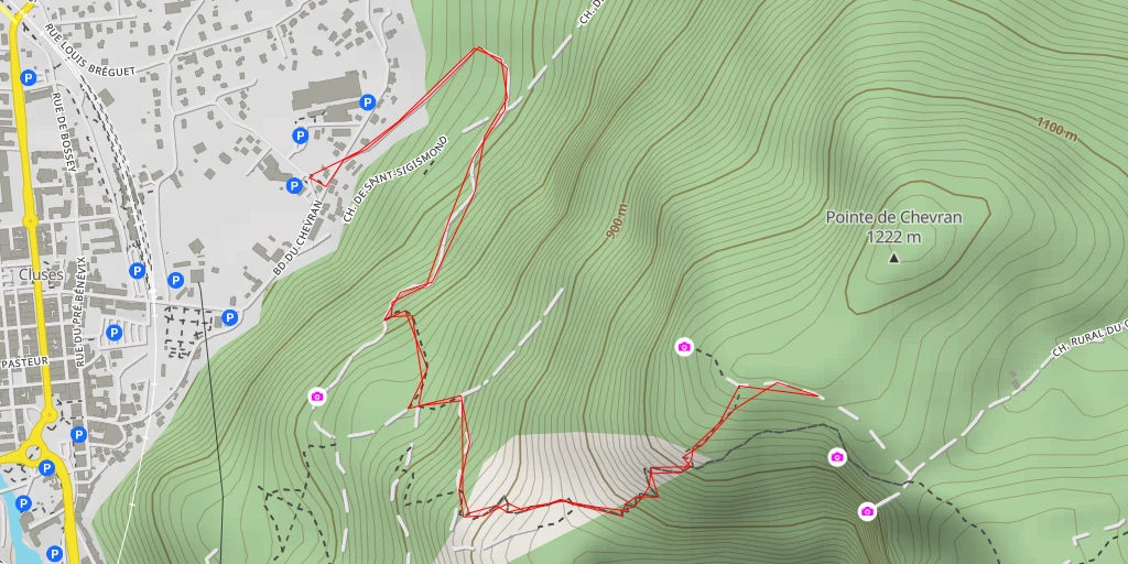 Map of the trail for Pointe de Chevran