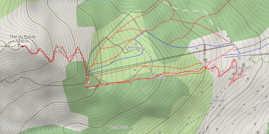 Map of the trail for Tête du Planay