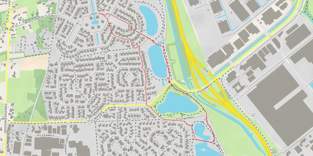 Map of the trail for Startpunt Stouwevijver - Aadorpsweg