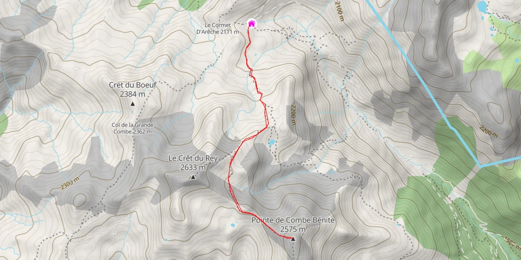 Map of the trail for Pointe de Combe Bénite