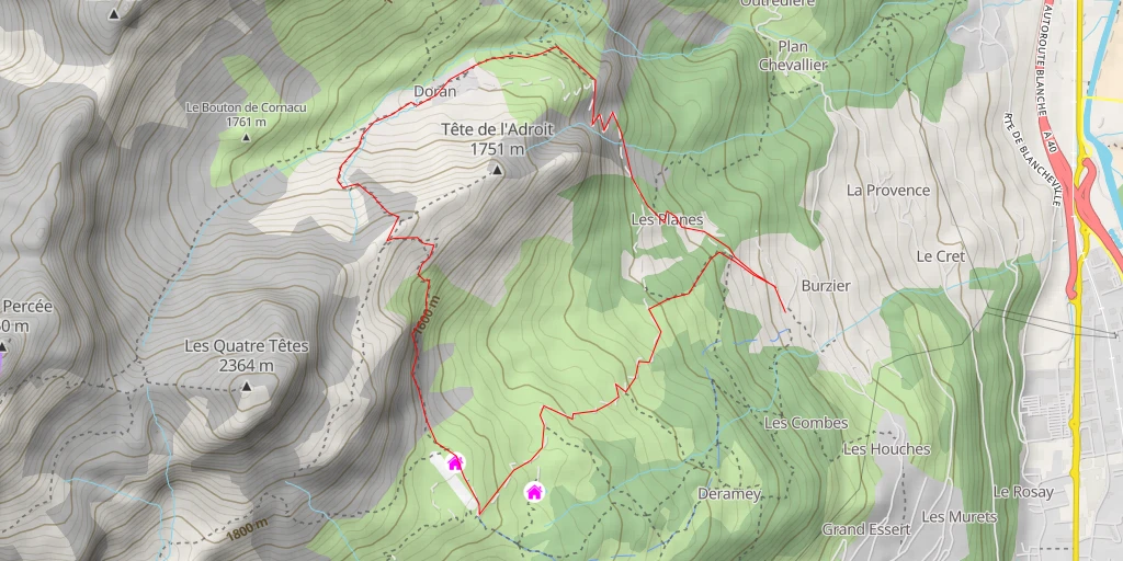 Map of the trail for Arête des Saix Depuis Burzier