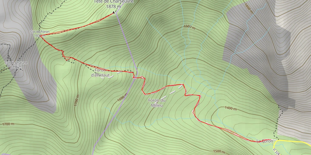 Map of the trail for Tête de Charseuvre