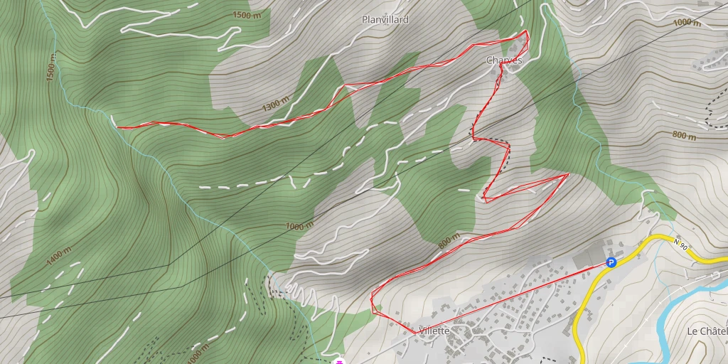 Map of the trail for Cascade du Tsorette