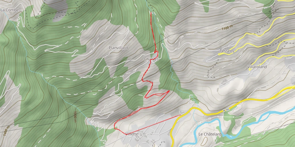 Map of the trail for Le Nant de Tessens - Le Nant de Tessens - Aime-la-Plagne