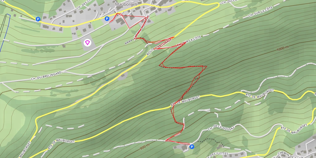 Carte de l'itinéraire :  Balcon du Jura Vaudois