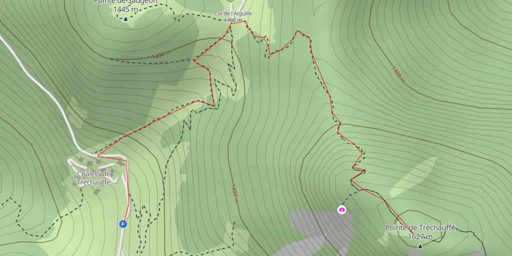 Map of the trail for Pointe de Tréchauffé