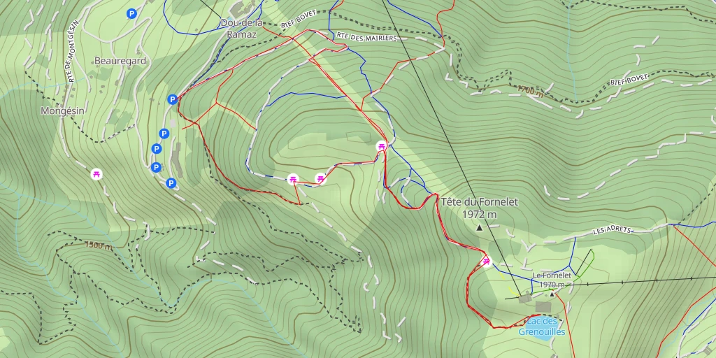 Map of the trail for Lac des Grenouilles