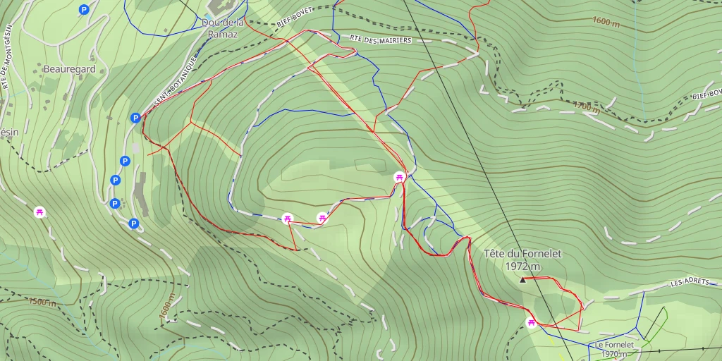 Map of the trail for Tête du Fornelet