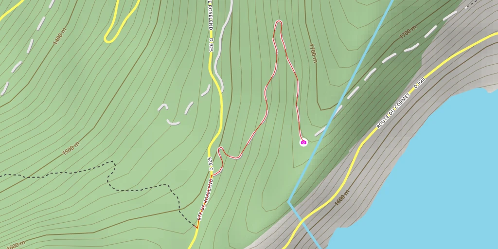Carte de l'itinéraire :  Point de vue sur Lac de Roselend