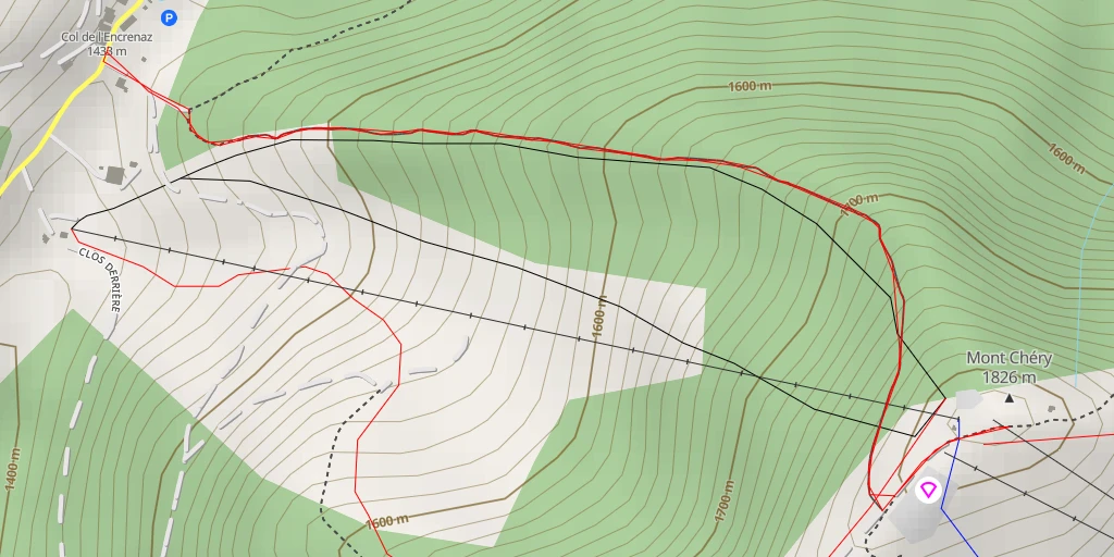 Map of the trail for Mont Chéry