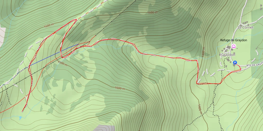 Map of the trail for Chemin Forestier des Follys