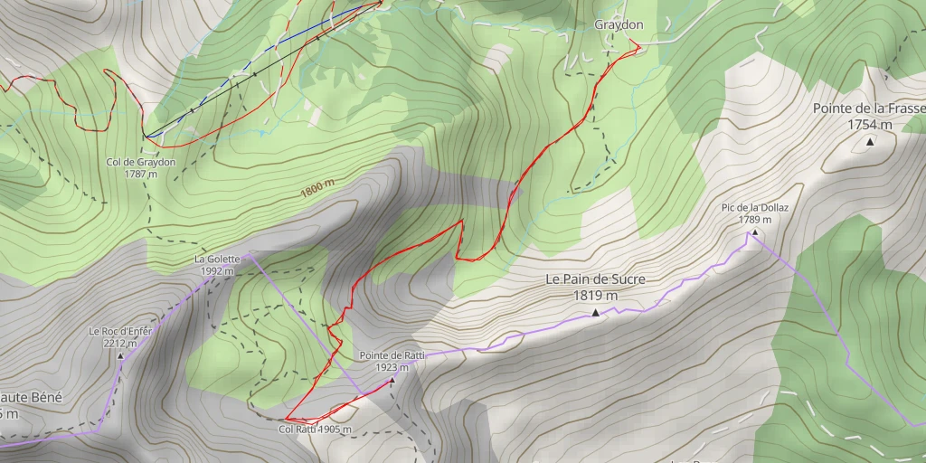 Map of the trail for Pointe de Ratti