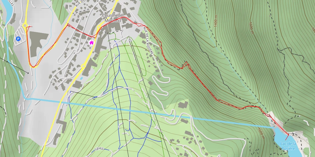 Map of the trail for Route du Lac de la Rosière