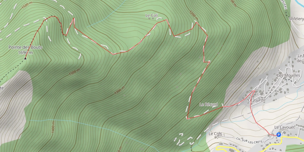 Map of the trail for Pointe des Bouts