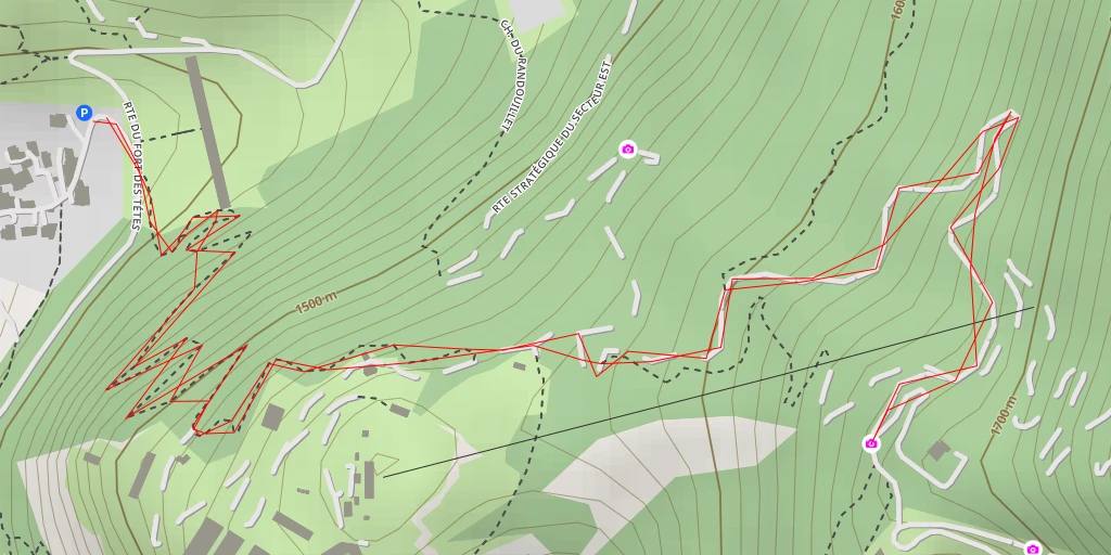 Map of the trail for Route Stratégique de la Cerveyrette