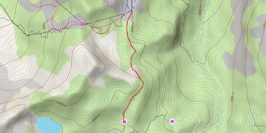 Map of the trail for Refuge des Lacs Merlet