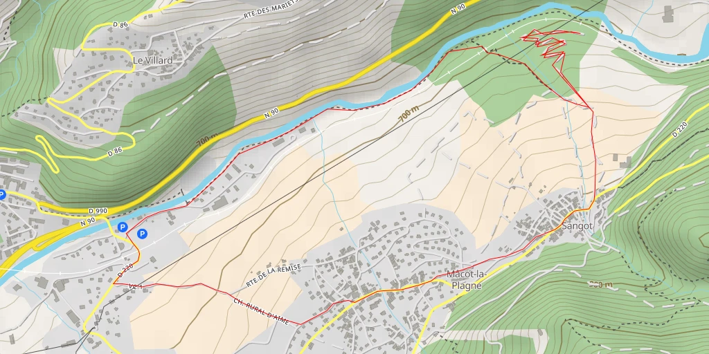 Map of the trail for N 90 - La Plagne-Tarentaise