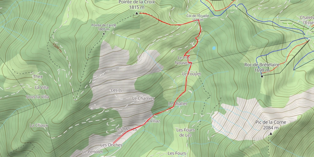 Map of the trail for Pointe de la Croix