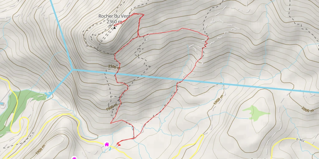 Carte de l'itinéraire :  Rocher du Vent