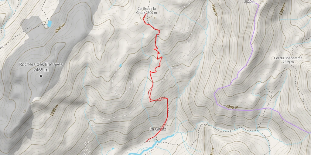 Carte de l'itinéraire :  Col de la Gittaz - Fenêtre