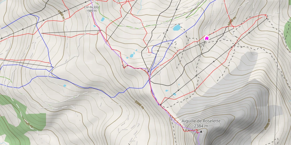 Map of the trail for Aiguille de Roselette