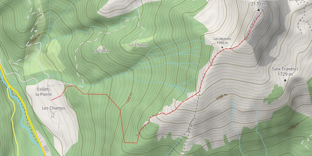 Map of the trail for Pointe de Nantaux