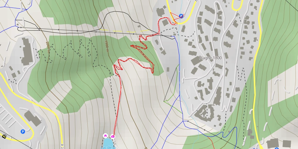 Map of the trail for D 221 - La Plagne-Tarentaise