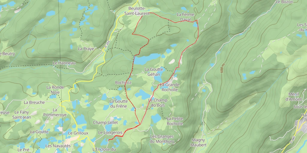 Map of the trail for Servance-Miellin