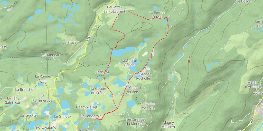 Map of the trail for Servance-Miellin