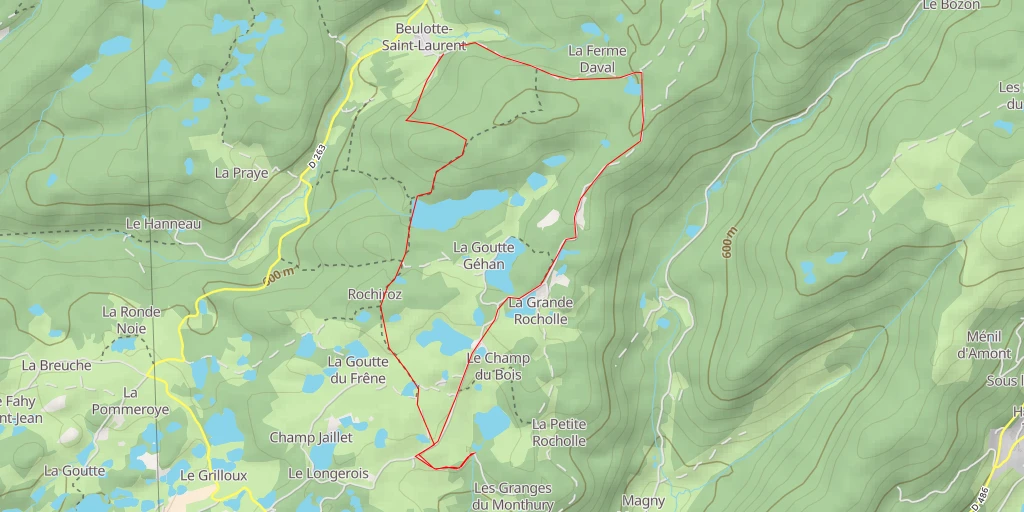 Map of the trail for Servance-Miellin